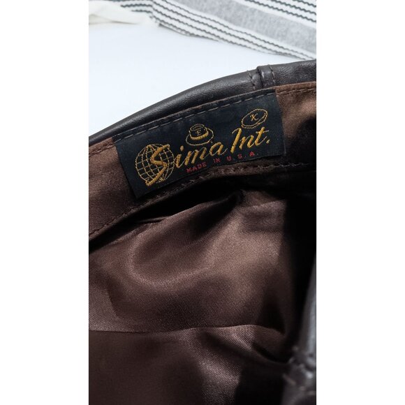 Sima International Brown Leather USA Large United Hatters Cap Newsboys Vintage H - Picture 9 of 11